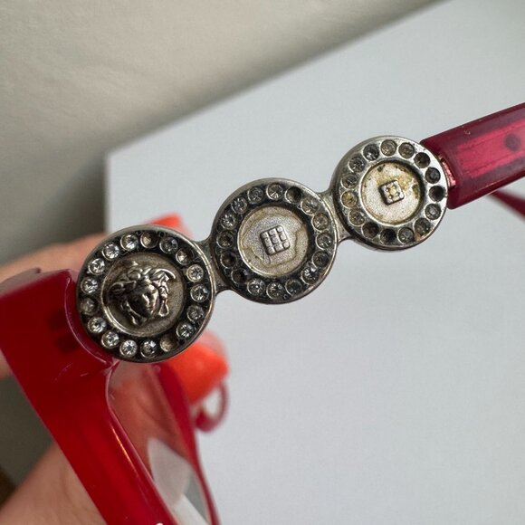 Versace Red Eyeglasses Medusa Rhinestone Frame Vintage Italy main image 6